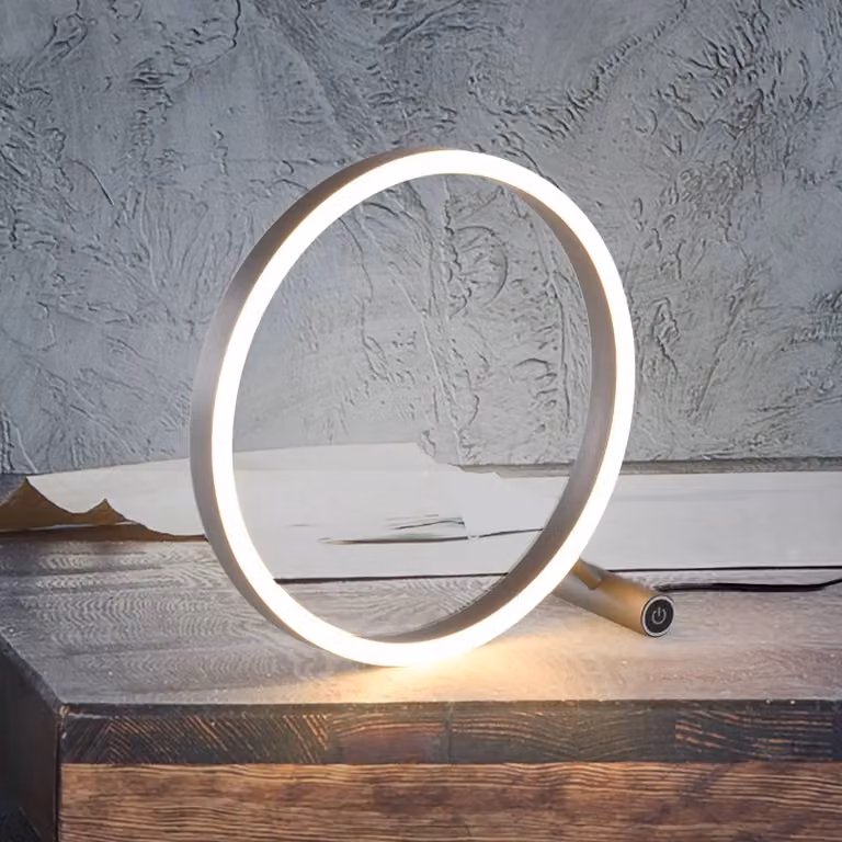 JUST LIGHT. GmbH Lampada da tavolo a LED Ritus, dimmerabile, Alluminio / Grigio / Zincato, Soggiorno / Sala da pranzo, Alluminio, Moderno, Lampada da tavolo LED