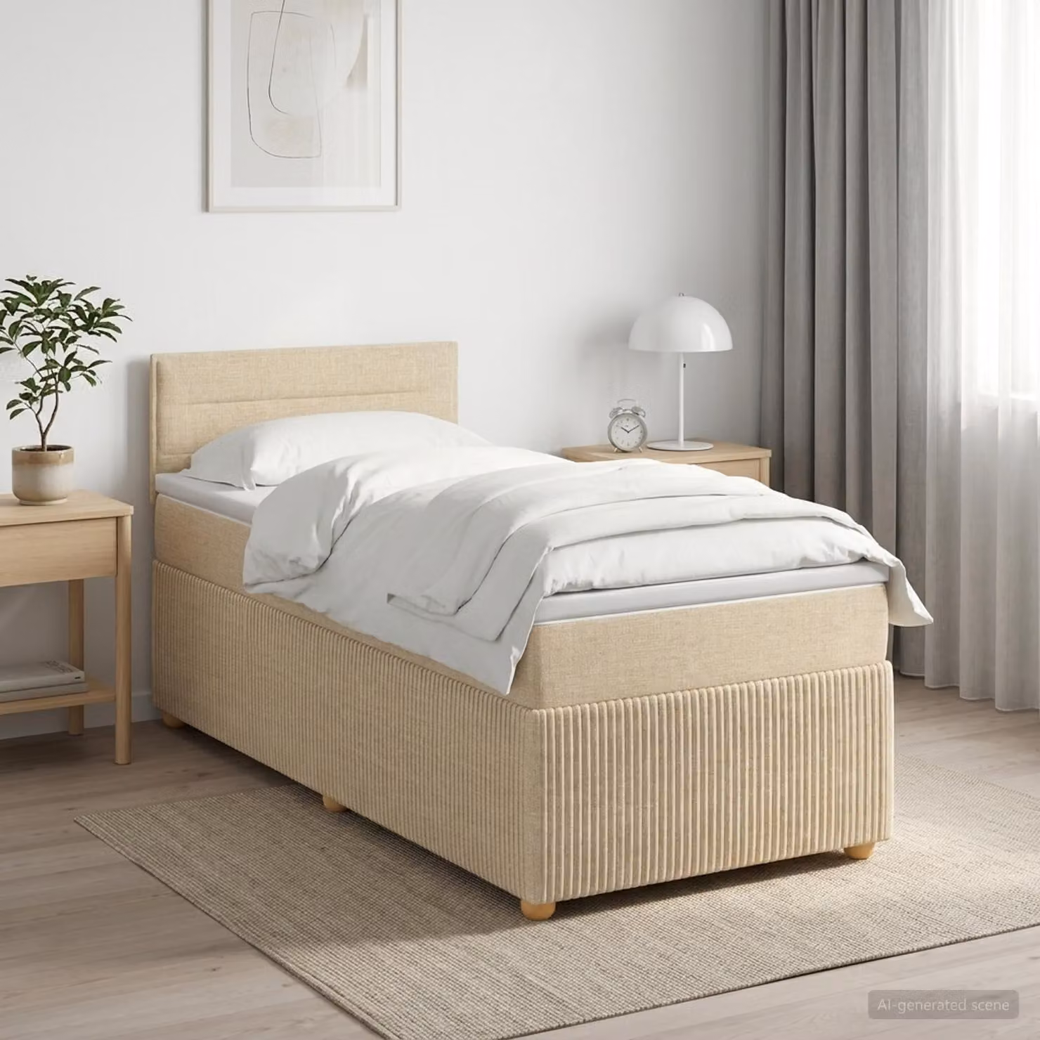 Maison Exclusive - Letto boxspring con materasso Crema 100 x 200 cm Tessuto