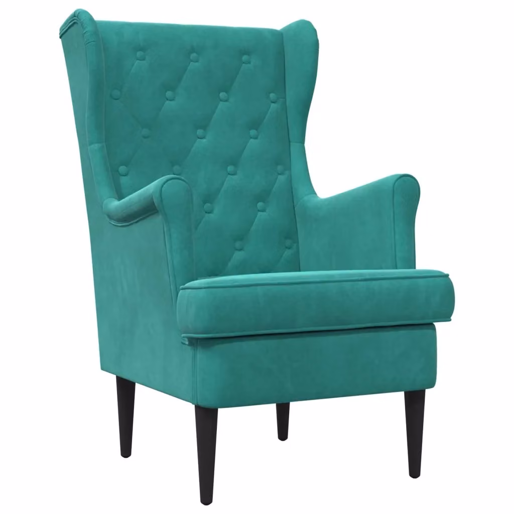 Poltrona Lounge Moderna in Velluto Turchese con Braccioli e Struttura in Legno e Metallo 566084 – 2