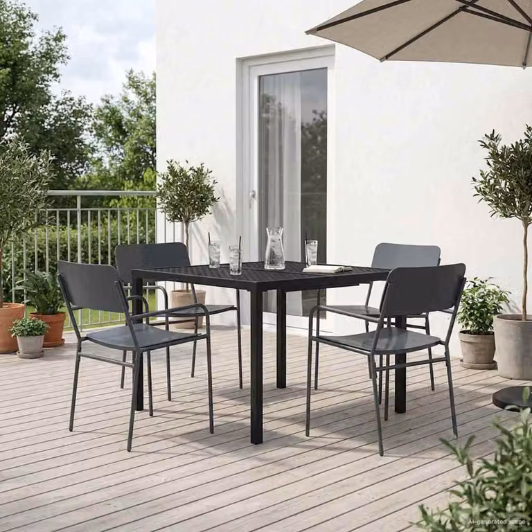 Set Mobili da Esterno Moderno vidaXL 5 Pezzi in Acciaio Antracite Matt