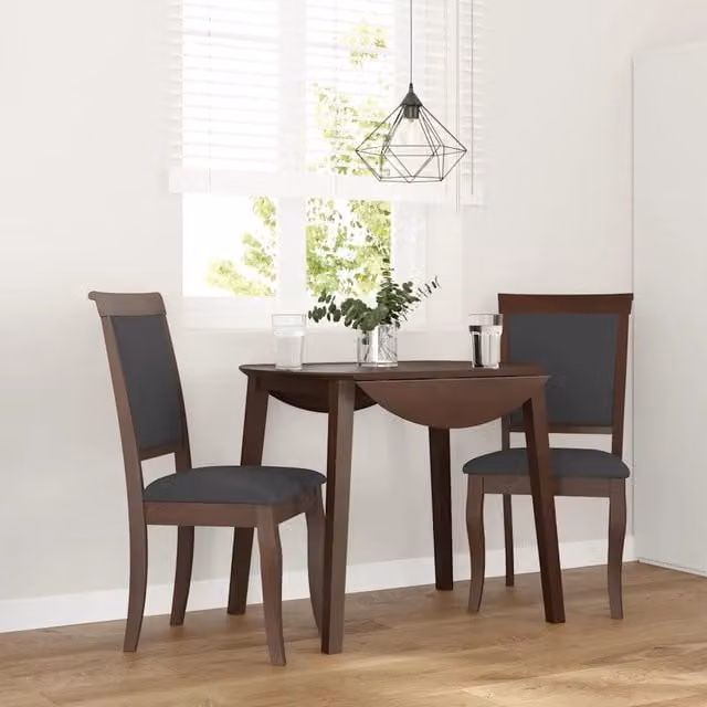 Set di 2 sedie da pranzo moderne vidaXL in legno di Hevea con cuscini in tessuto, colore marrone e nero – 1