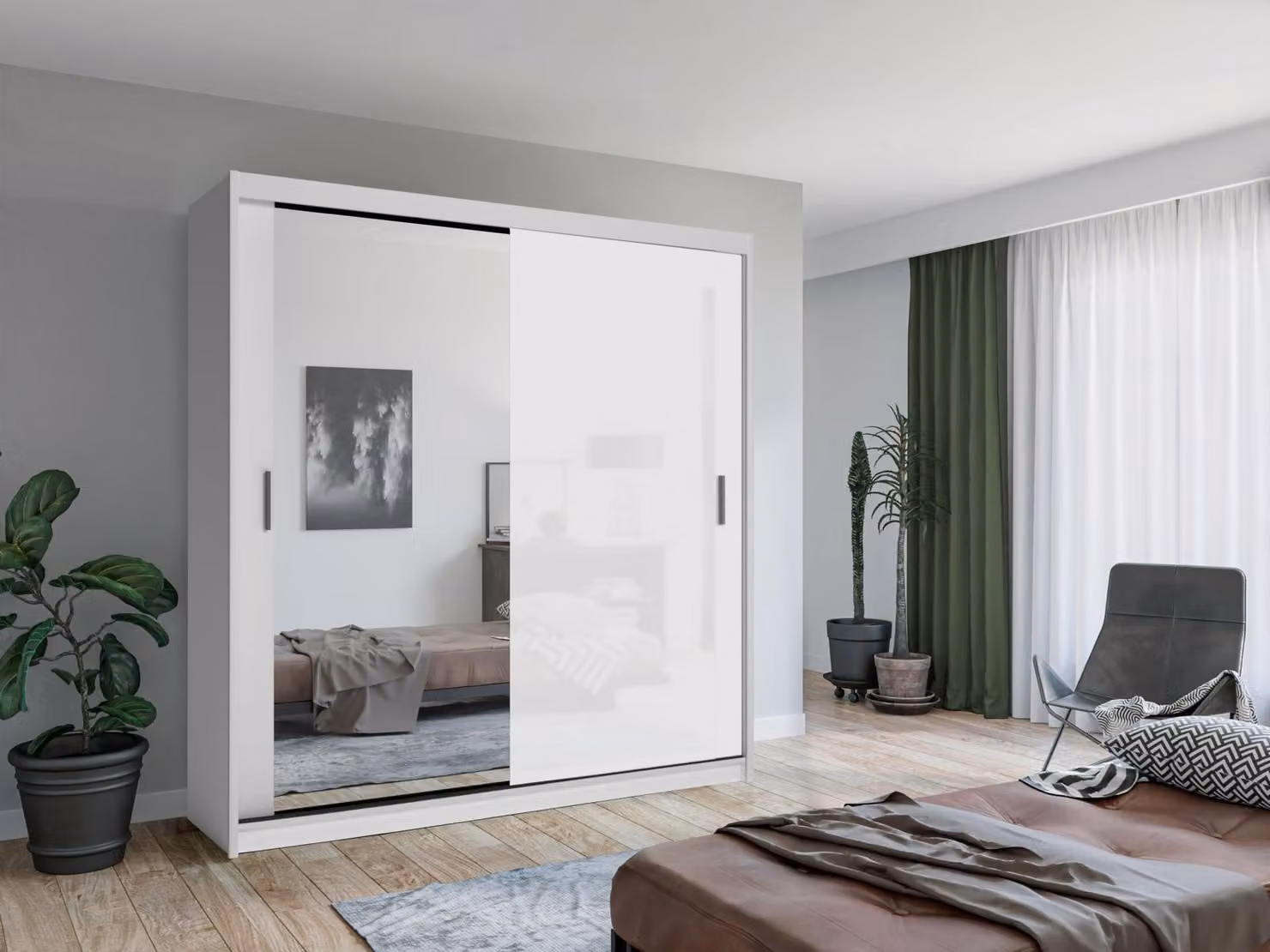 Armadio moderno con ante scorrevoli e illuminazione interna a LED