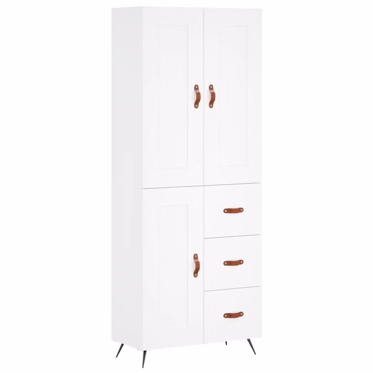 Credenza Bianca 69,5x34x180 cm in Legno Multistrato