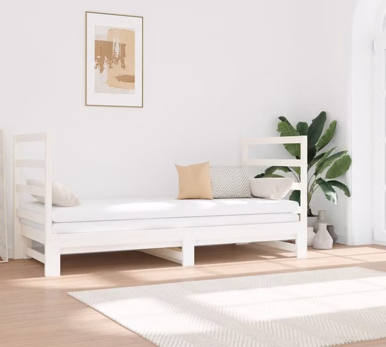 The Living Store Daybed Estensibile Bianco 2x(90x190) cm in legno di pino massiccio