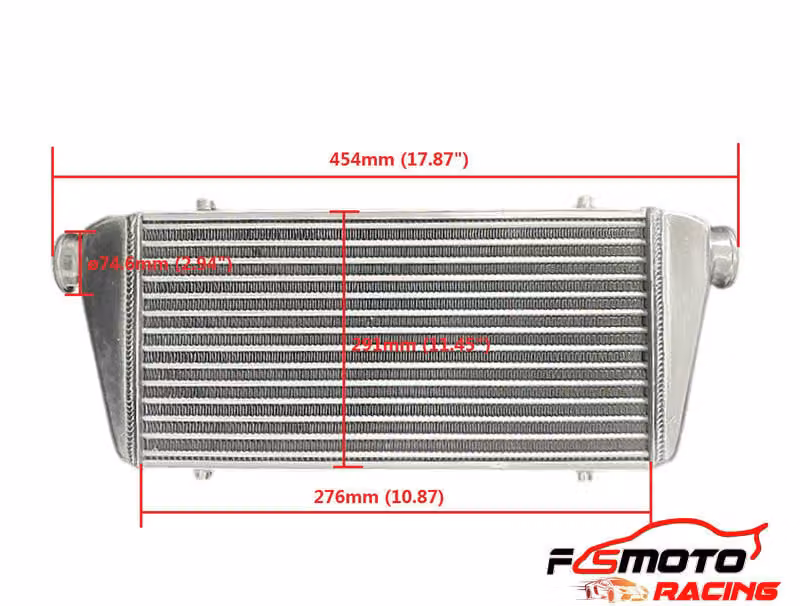 Intercooler in alluminio, design compatto 280x300x70 mm, ingresso/uscita da 3 pollici, struttura robusta