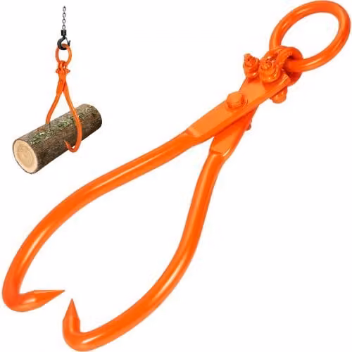 Pinza Forestale per Tronchi VEVOR in Acciaio Arancione con 2 Griffe Girevoli, Apertura 457,2 mm e Portata Massima 350 kg per Trattori, Camion, ATV e Carrelli Elevatori