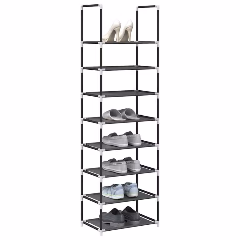 Scarpiera moderna vidaXL nera con ripiani interni in metallo e plastica, L: 44 cm, P: 28 cm, H: 145 cm