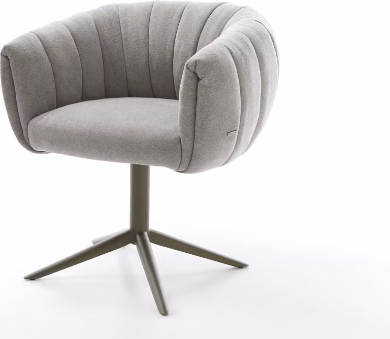 DELIFE Sedia girevole Jada-Flex Tessuto strutturato Soft Grey Basamento con effetto finitura titanio Girevole a 360° Funzione oscillante Molle insacchettate