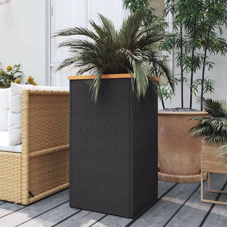 Fioriera vidaXL in Polyrattan Nera, L/P/H: 40 x 40 x 80 cm