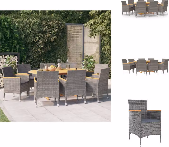 vidaXL set da pranzo da giardino 9 pezzi con cuscini nero - Set di mobili da giardino