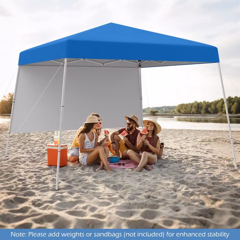 Tenda Pop-up Pieghevole Costway con Parete Laterale e Zaino Portatile Blu L: 300 cm, P: 300 cm, H: 262 cm