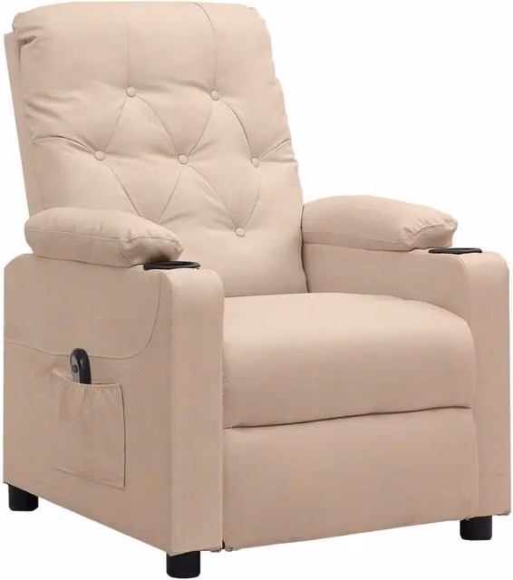Poltrona | Sedia Relax Elettrica Reclinabile Crema in Tessuto