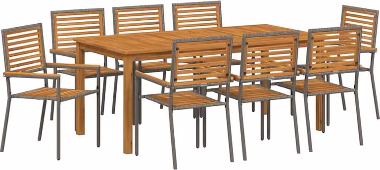 Set da Pranzo per Giardino 9 pcs Grigio