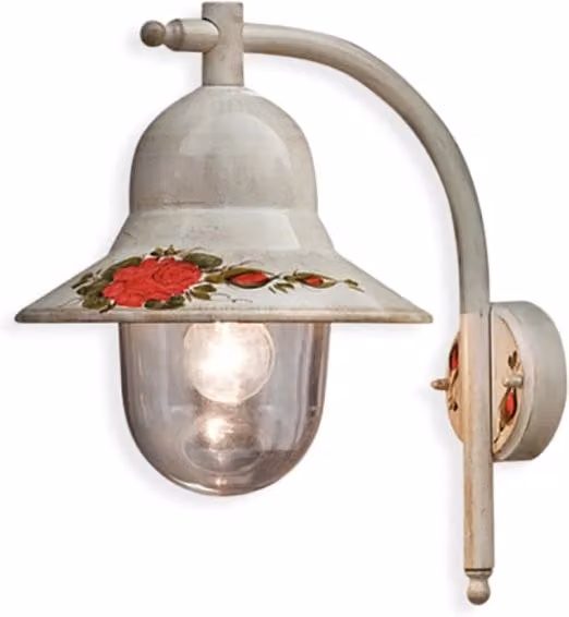 Applique Esterno Classica Imperia Metallo Ceramica Bianco Sfumato 1 Luce E27