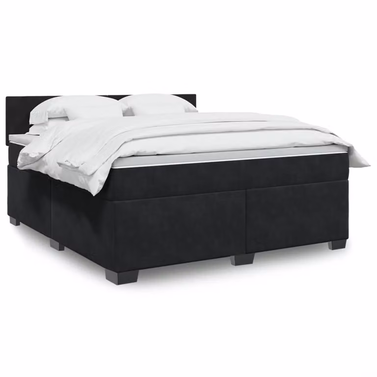 vidaXL Giroletto a Molle con Materasso in Velluto Nero L: 180 cm, P: 200 cm