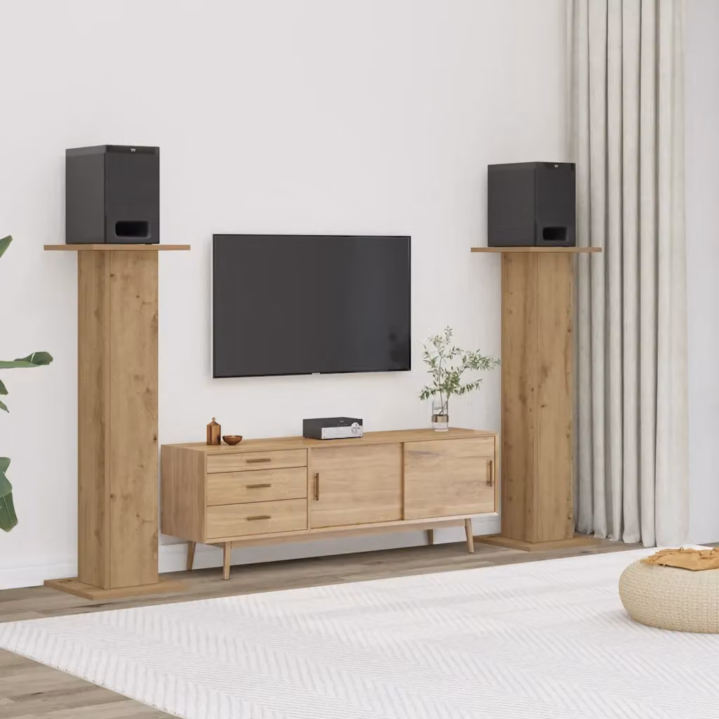 Set di 2 supporti per altoparlanti vidaXL in multistrato color rovere, L/P/H: 30 x 30 x 95 cm