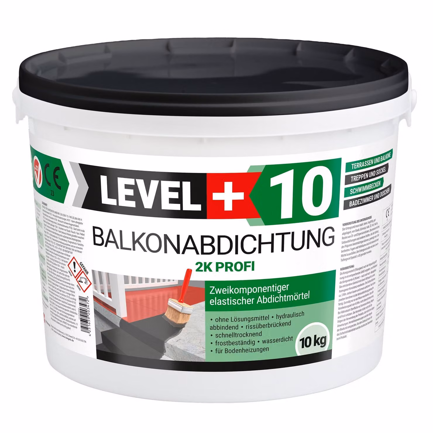 Impermeabilizzazione di balconi 2K, 10 kg, terrazza, balconi, cantina, doccia, bagno, piscina, boiacca impermeabilizzante, impermeabilizzazione RM10