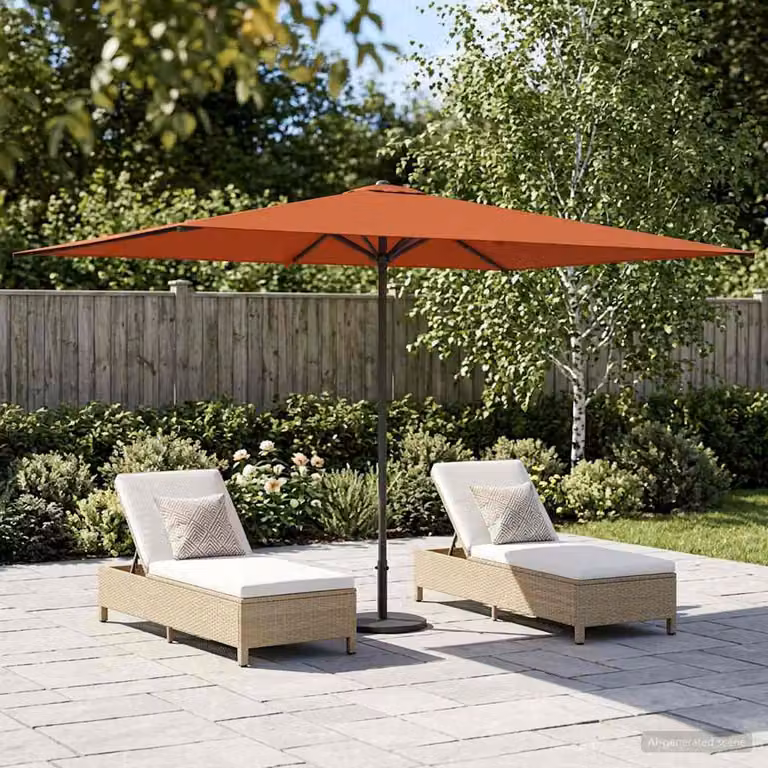 Ombrello da giardino rettangolare vidaXL in poliestere e acciaio colore arancione L 3 m x P 2 m x H 2,23 m