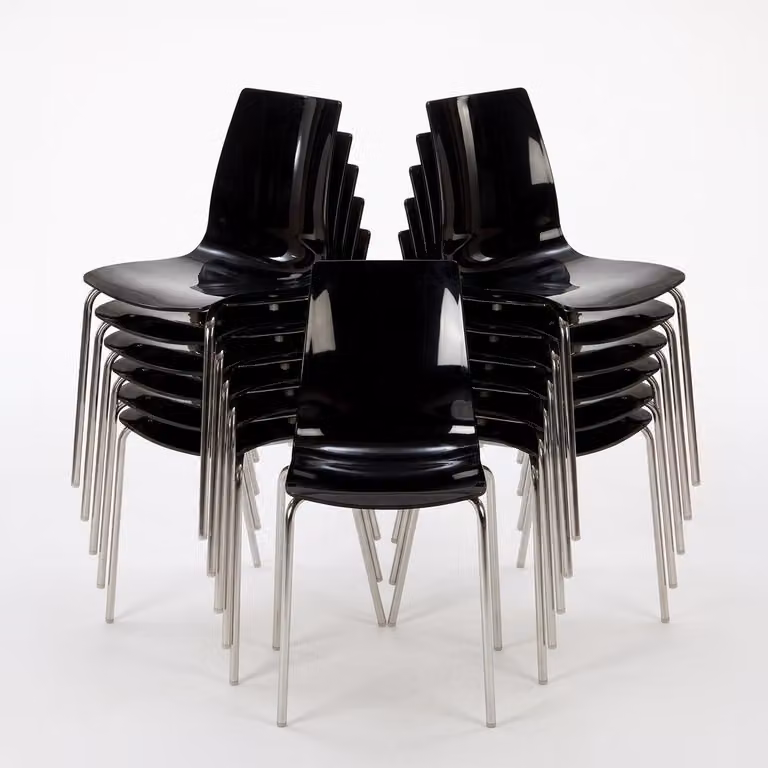 12 sedie Sedia da cucina Sedia da pranzo Sedia da pranzo Grand Soleil Lollipop - Nero