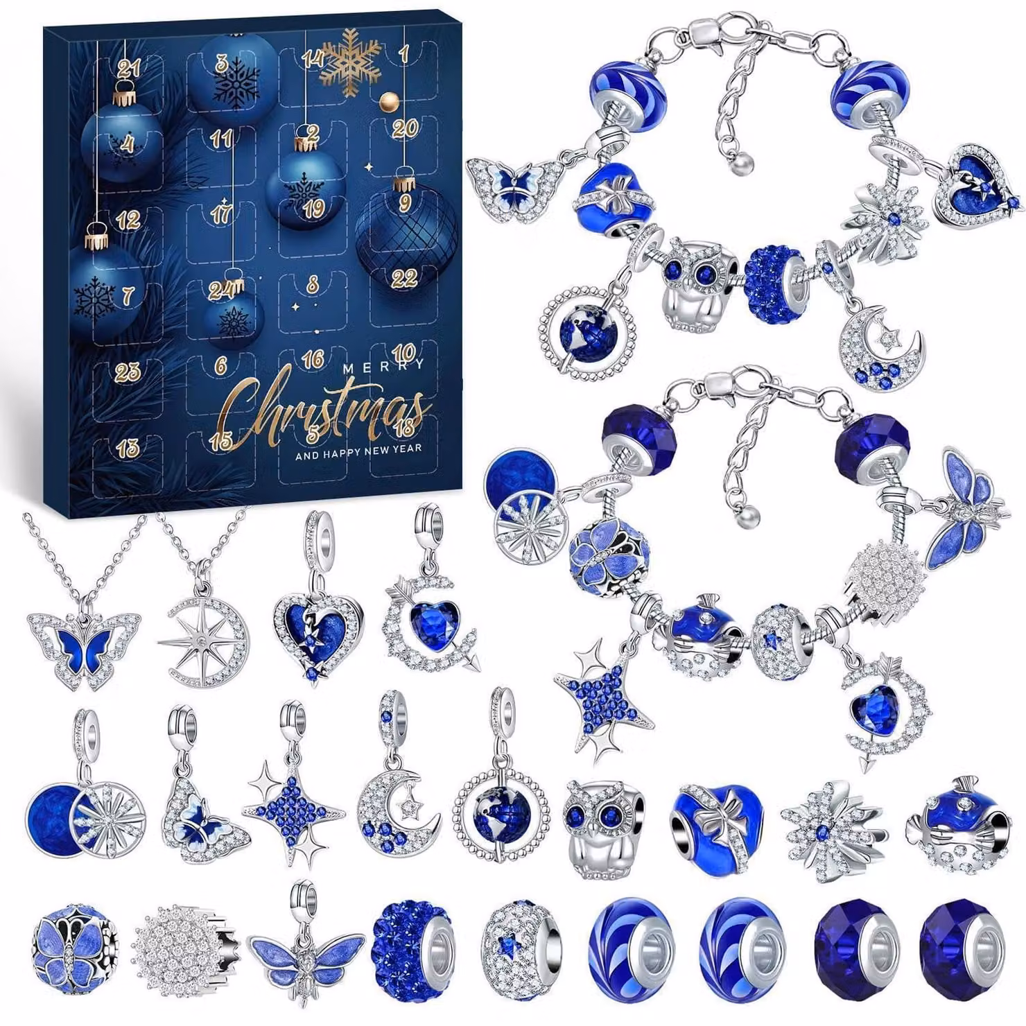 Calendario dell'Avvento per gioielli, 2026, per bambine, 24 pezzi, bracciale, collana, ciondoli, kit per creare gioielli, idea regalo