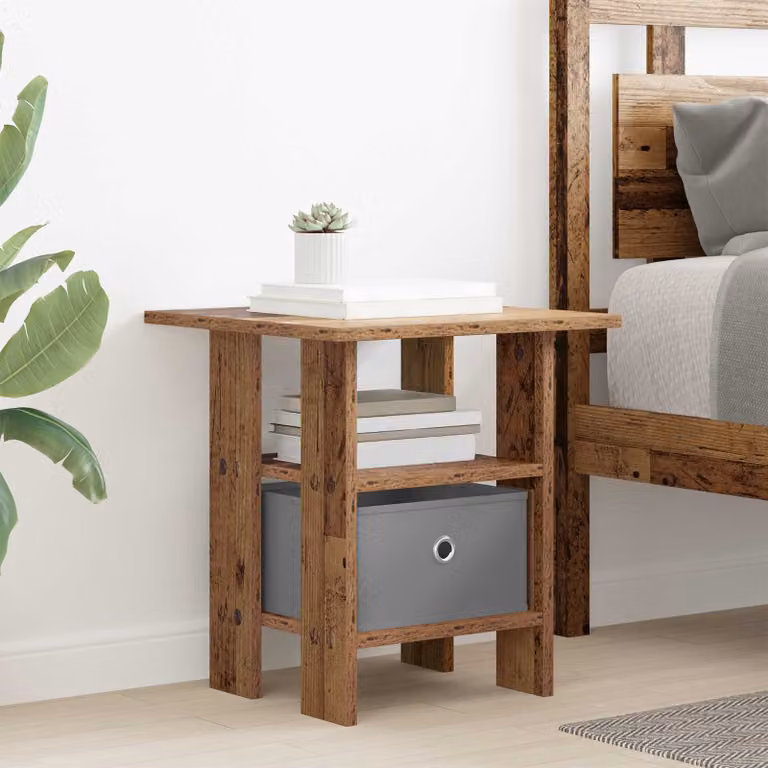 Comodino vidaXL in legno vecchio marrone, L 41 cm x P 40 cm x H 45 cm