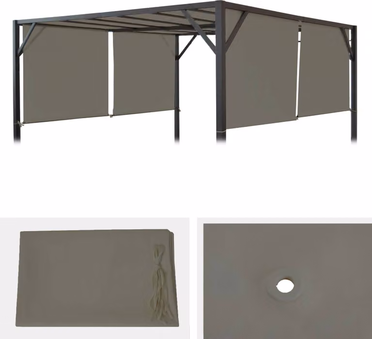 Copertura di ricambio per pergola a padiglione Baia 4x4m ~ taupe