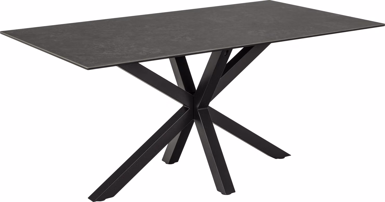 Tavolo da pranzo Heaven rettangolare 160x90 cm, piano in Vetroceramica nera, base a croce nero opaco