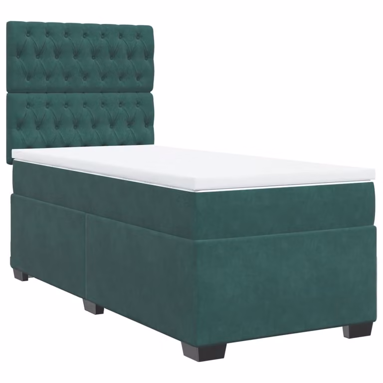 Giroletto a Molle con Materasso Verde Scuro 80x200 cm Velluto