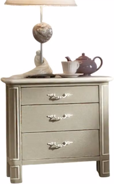 Comodino in legno con 3 cassetti in stile shabby chic Mobili 2G L: 59 cm, P: 42 cm, H: 61 cm