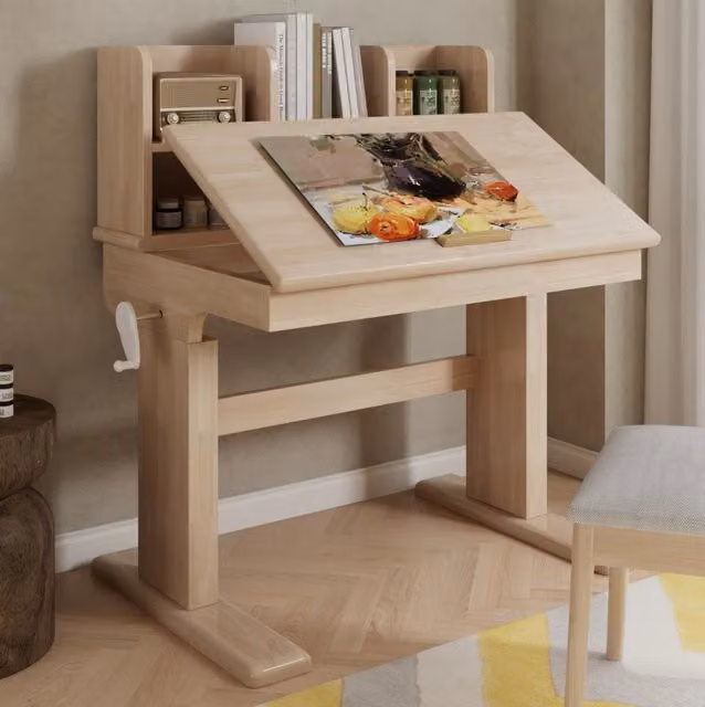 Scrivania per bambini regolabile in altezza 92 x 60 x 89 cm naturale – piano inclinabile