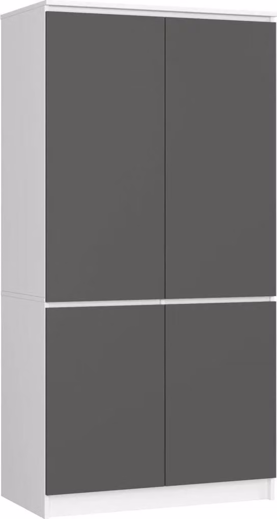Armadio a quattro ante 90 cm LOTA - bianco / grigio