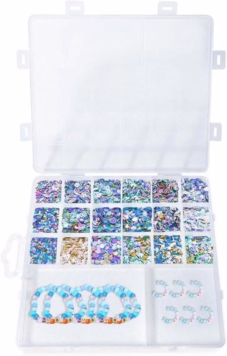 Contenitore trasparente in plastica per gioielli e articoli da hobby, con scomparti multipli, da montare a parete. Scatola di ordinazione con coperchio