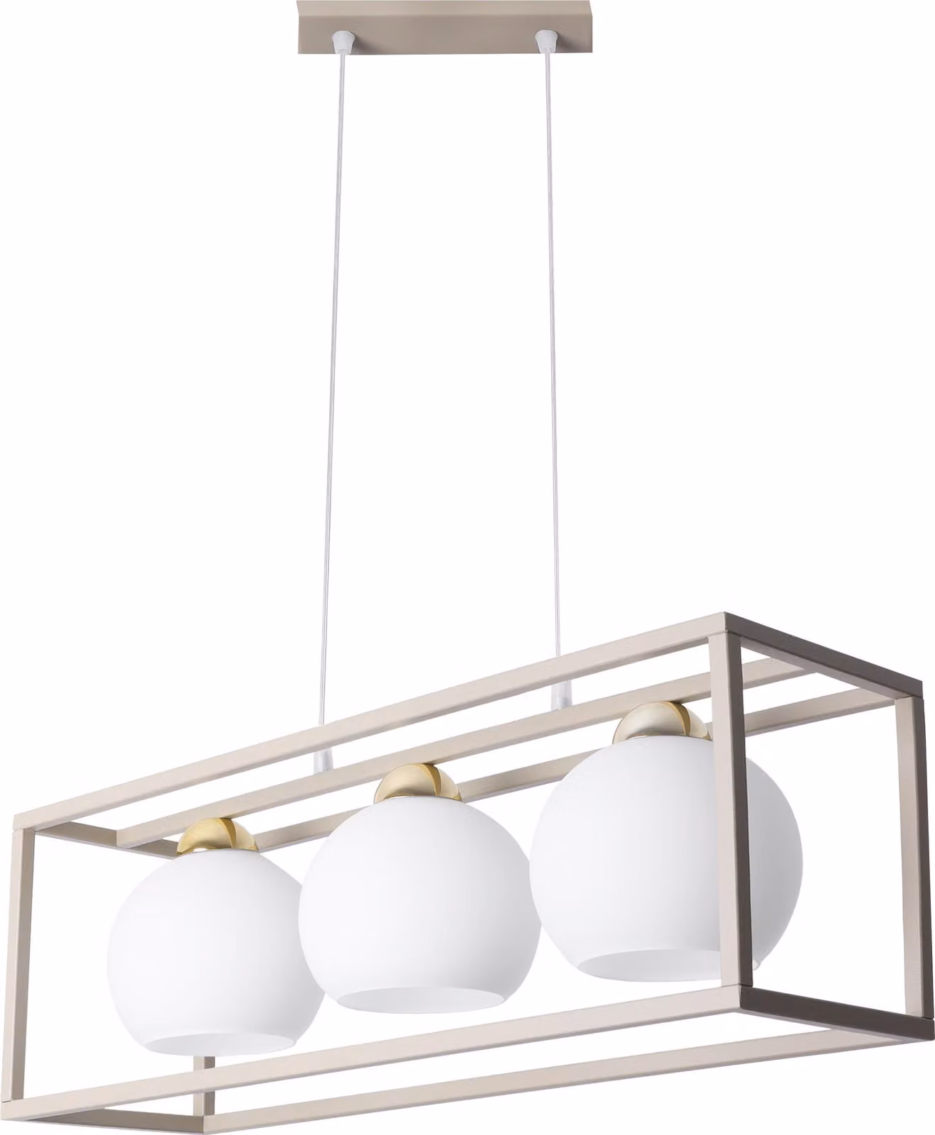 Lampada a sospensione Eliza Cage cashmere-oro a 3 luci con paralumi bianchi E27 – elegante lampada a sospensione per il soggiorno