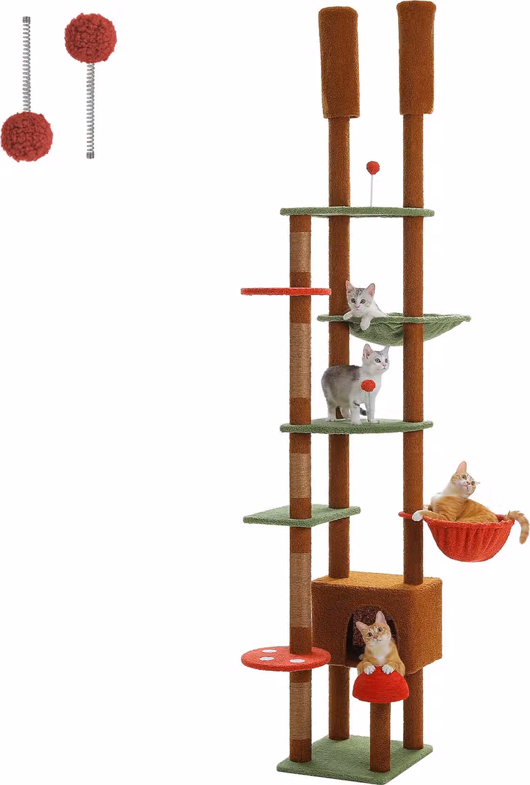 Albero per gatti regolabile, design a più livelli, amaca accogliente, AMT0249BN, XL
