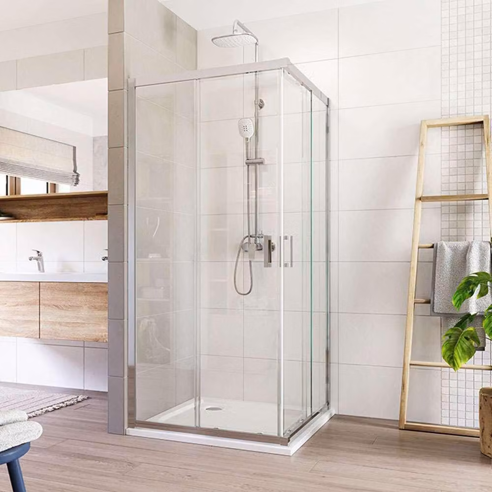 Mereo Cabina doccia, Lima, quadrata, a scomparsa, 100x100 cm, cromo ALU, vetro trasparente - CK608A43K