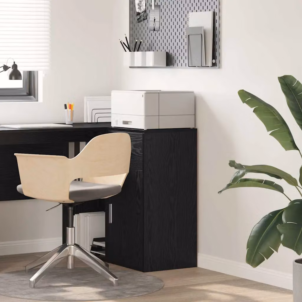 vidaXL Credenza moderna con cassetto in Rovere e Nero, L 38 cm x P 34 cm x H 75 cm