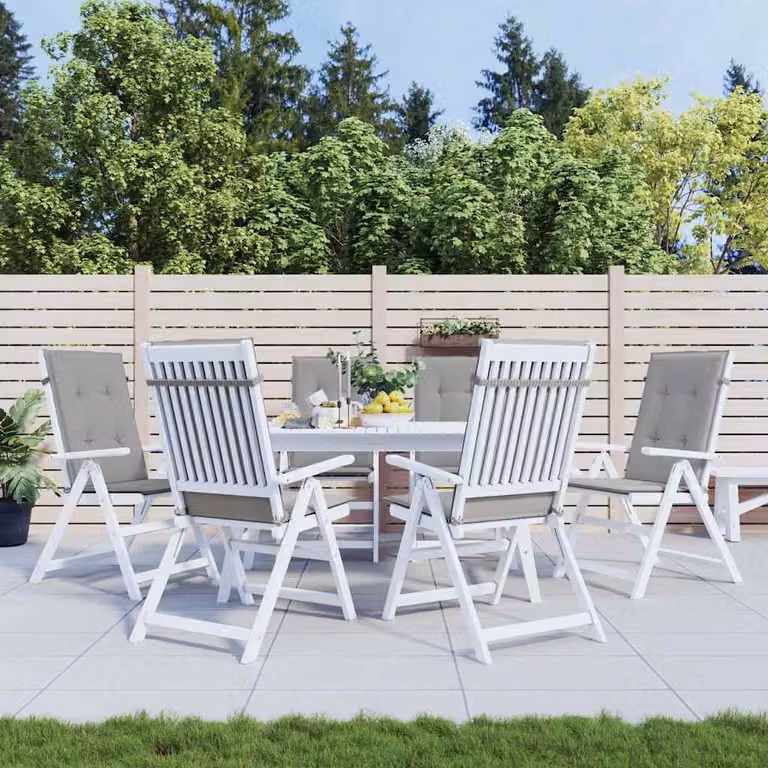 Set di 6 cuscini per sedie vidaXL in tessuto grigio, impermeabili e resistenti ai raggi UV, L: 120 cm, P: 50 cm, H: 3 cm