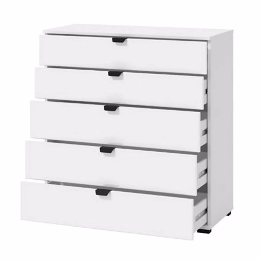Cassettiera Mainarda con 5 cassetti in stile moderno, colore bianco, L 90 cm x P 40 cm x H 95 cm – 2