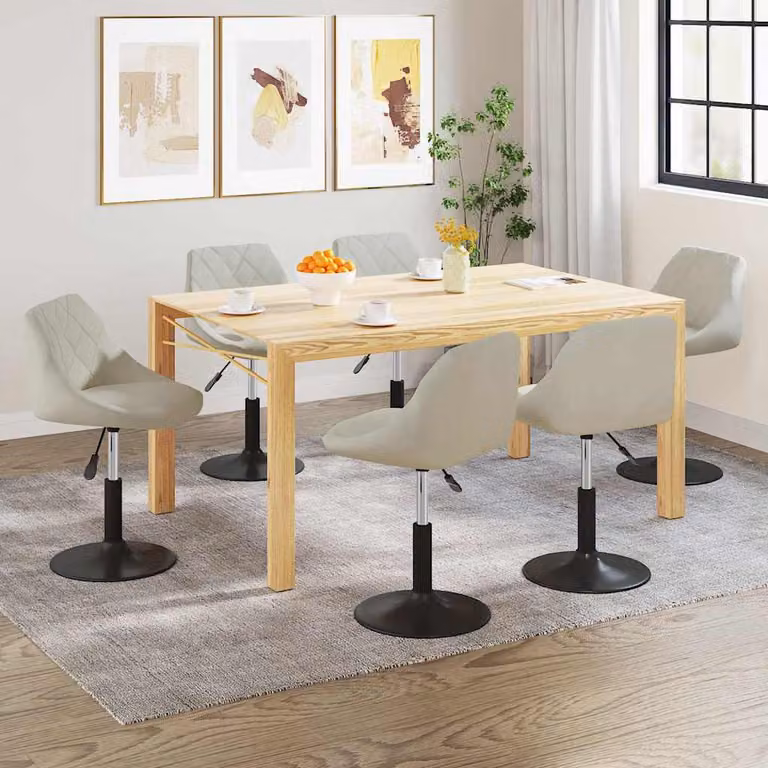 Set di 6 sedie da pranzo girevoli vidaXL in velluto beige con design moderno e geometrico