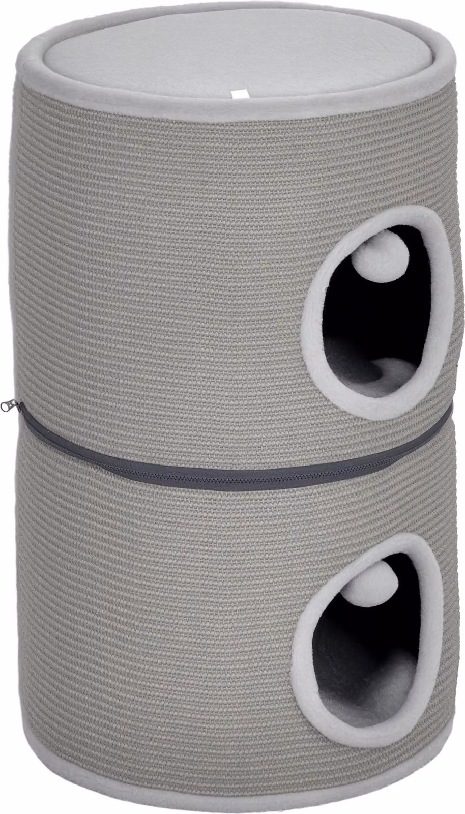 Pawhut Torre modulare per gatti, tiragraffi per gatti con cerniera separabile a 3 livelli, due palline, grotta per gatti e nascondiglio, altezza 69 cm, grigio