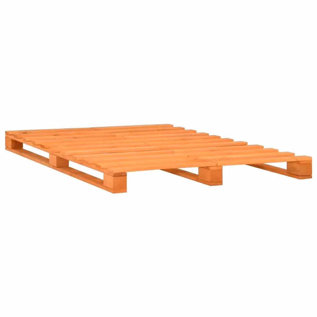 Letto matrimoniale in legno massello di pino marrone con giroletto in pallet L/P: 120 x 200 cm – 2