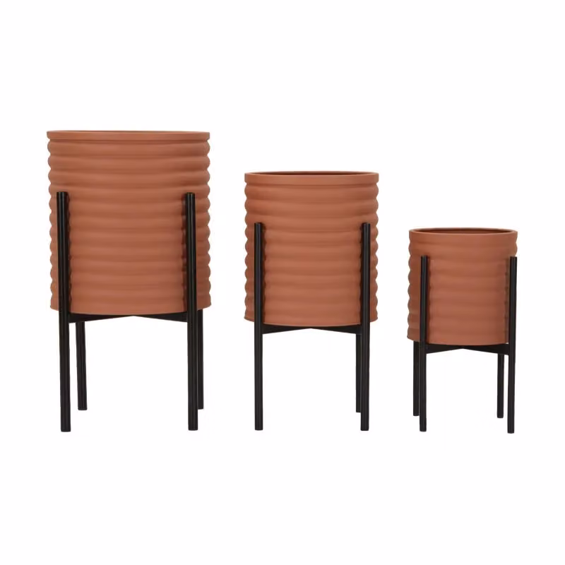 Porta Vasi Milly Mauro Ferretti in Metallo Moderno per Tavolo, Disponibile in Rosso, Nero o Marrone, Ø: 36 cm, H: 56,5 cm – 2
