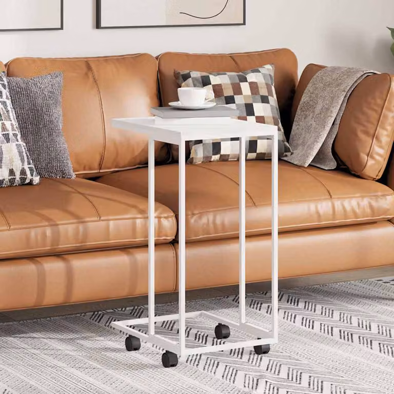 Tavolino con ruote vidaXL in legno multistrato bianco L/P/H: 40 x 30 x 63,5 cm