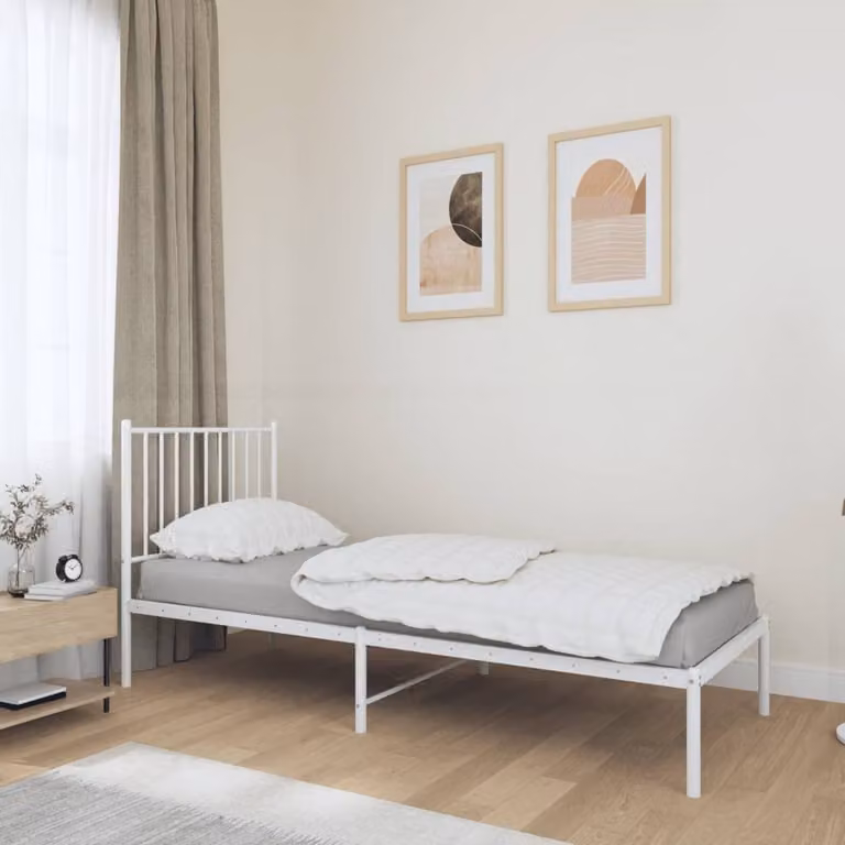 The Living Store Struttura letto con testiera in metallo bianco 80x200 cm