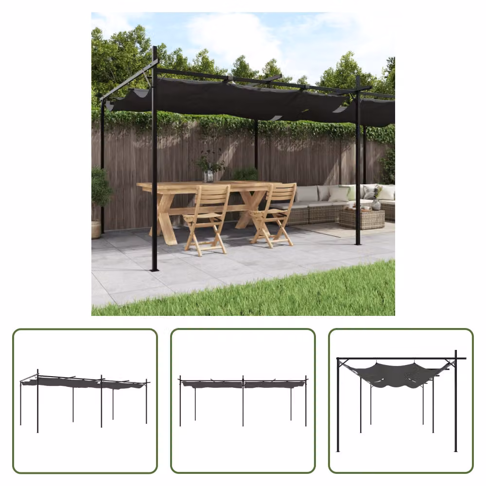 The Living Store Pergola con tetto scorrevole antracite 589x292x230 cm