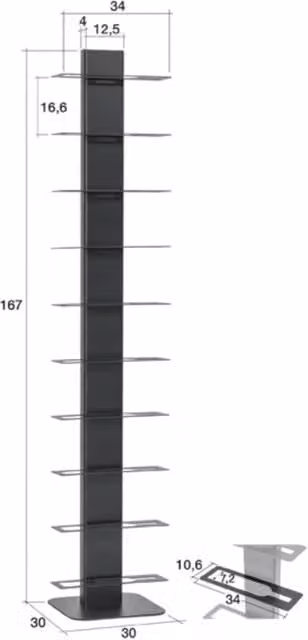 Porta vino a colonna autoportante ALUBOX VIRGO con illuminazione integrata, 10 mensole in alluminio, H 167 x L 34 x P 30 cm – 1