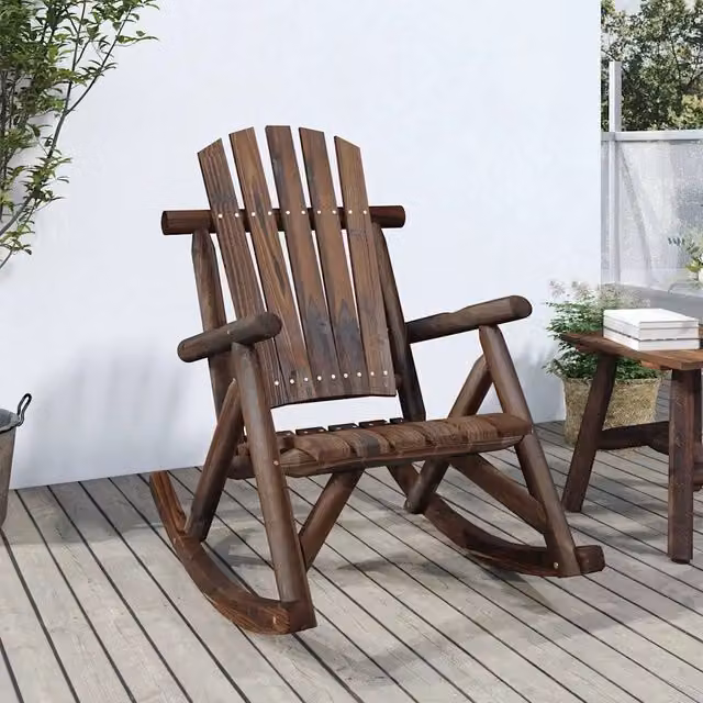 Sedia a dondolo da giardino in legno massello di abete rosso marrone con braccioli L: 69 cm, P: 96 cm, H: 101 cm