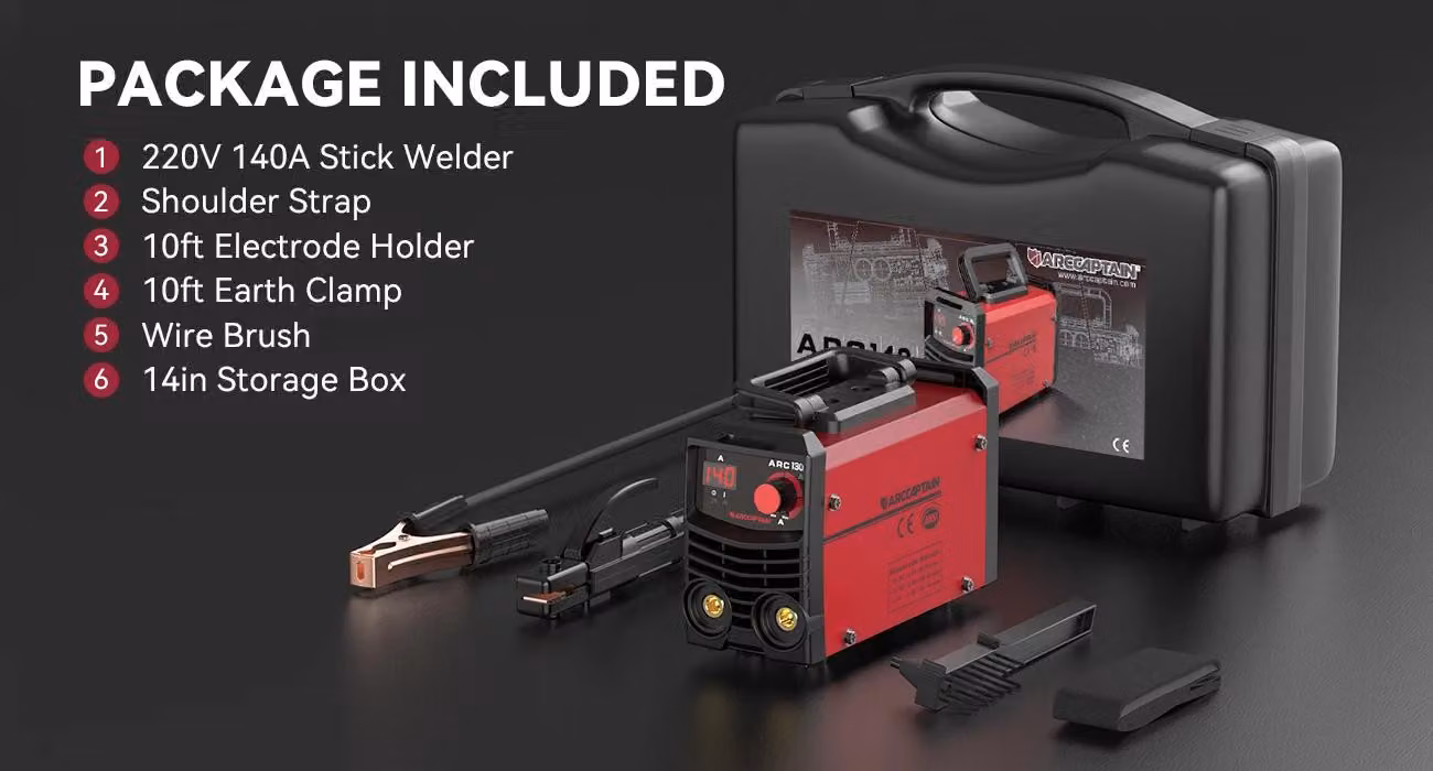 Saldatrice inverter portatile - ARC140 - Saldatrice ad elettrodo (MMA) - Corrente di saldatura regolabile da 20 a 140 A - Compatta - Spina di tipo europeo