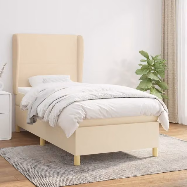 Giroletto a Molle con Materasso-Struttura Letto Crema 80x200 cm inTessuto 775670