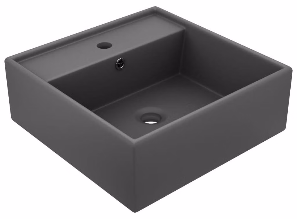 Lavabo in Vetroceramica grigio scuro con troppofilo